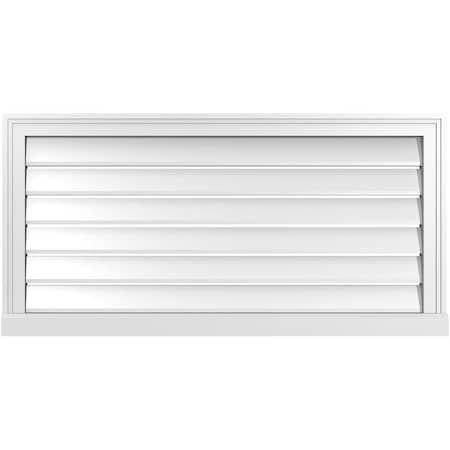 Ekena Millwork Vertical Surface Mount PVC Gable Vent: Functional, w/ 2"W x 2"P Brickmould Sill Frame, 40"W x 20"H GVPVE40X2003SF